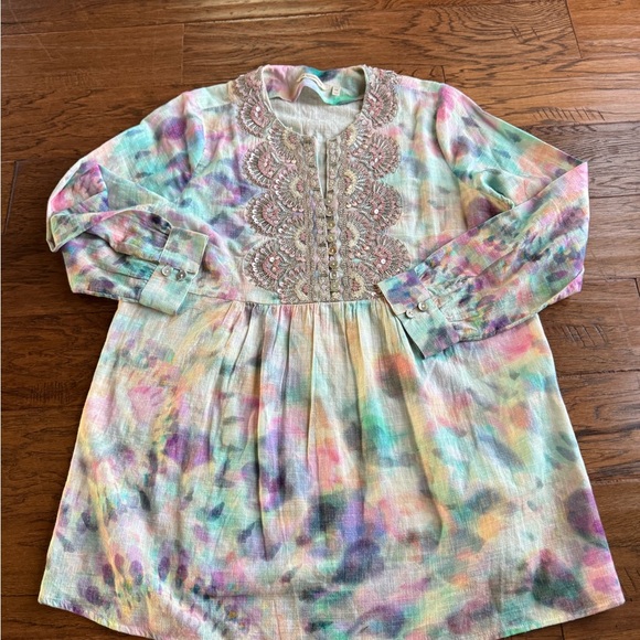 Soft Surroundings Pastel Tie Dye Beaded Tunic‎ Top - Picture 7 of 15